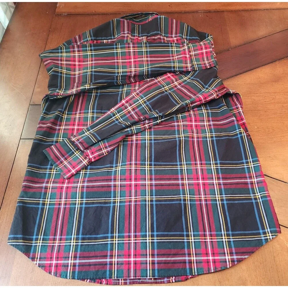 J. Crew 100's 2-Ply Yarns Classic Fit Plaid Button-Down Men Shirt Size M